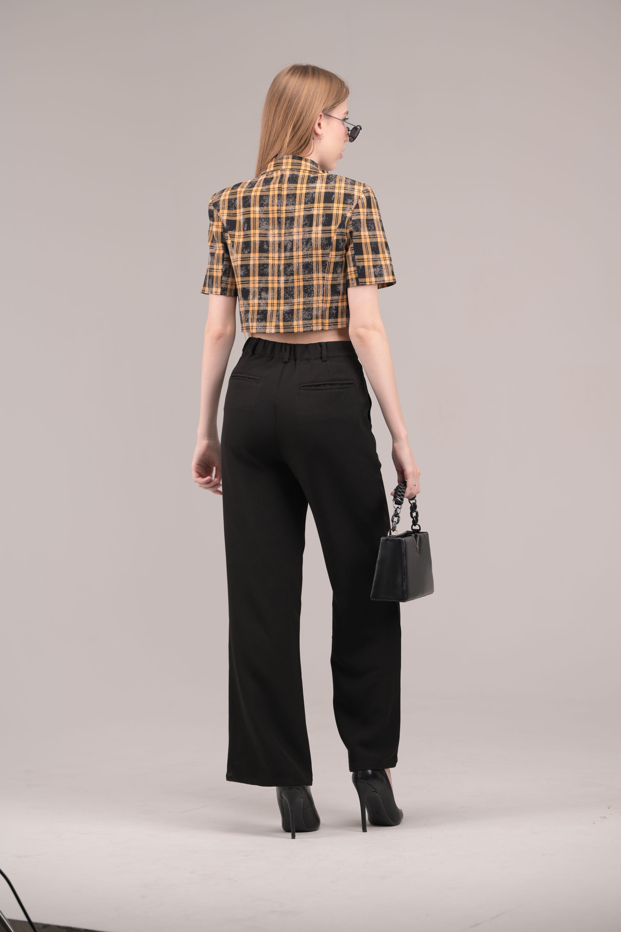 Plaid Baddie Crop Blazer