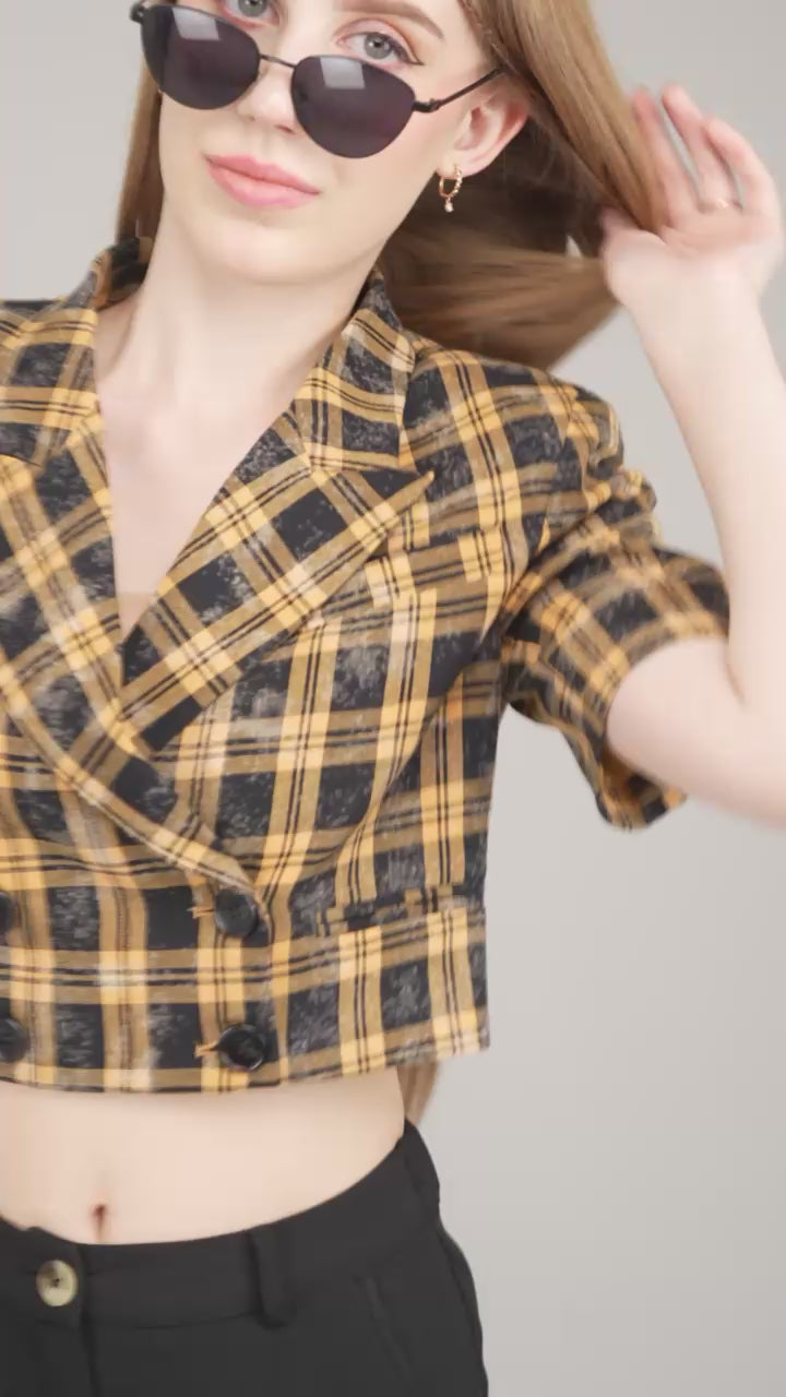Plaid Baddie Crop Blazer